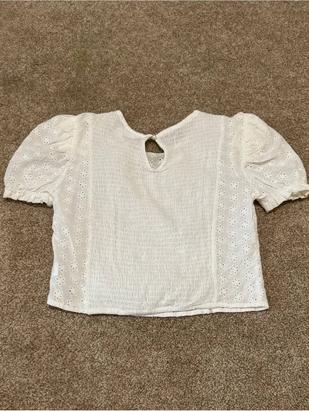 Madewell Cream Eyelet Puff-Sleeve Blouse